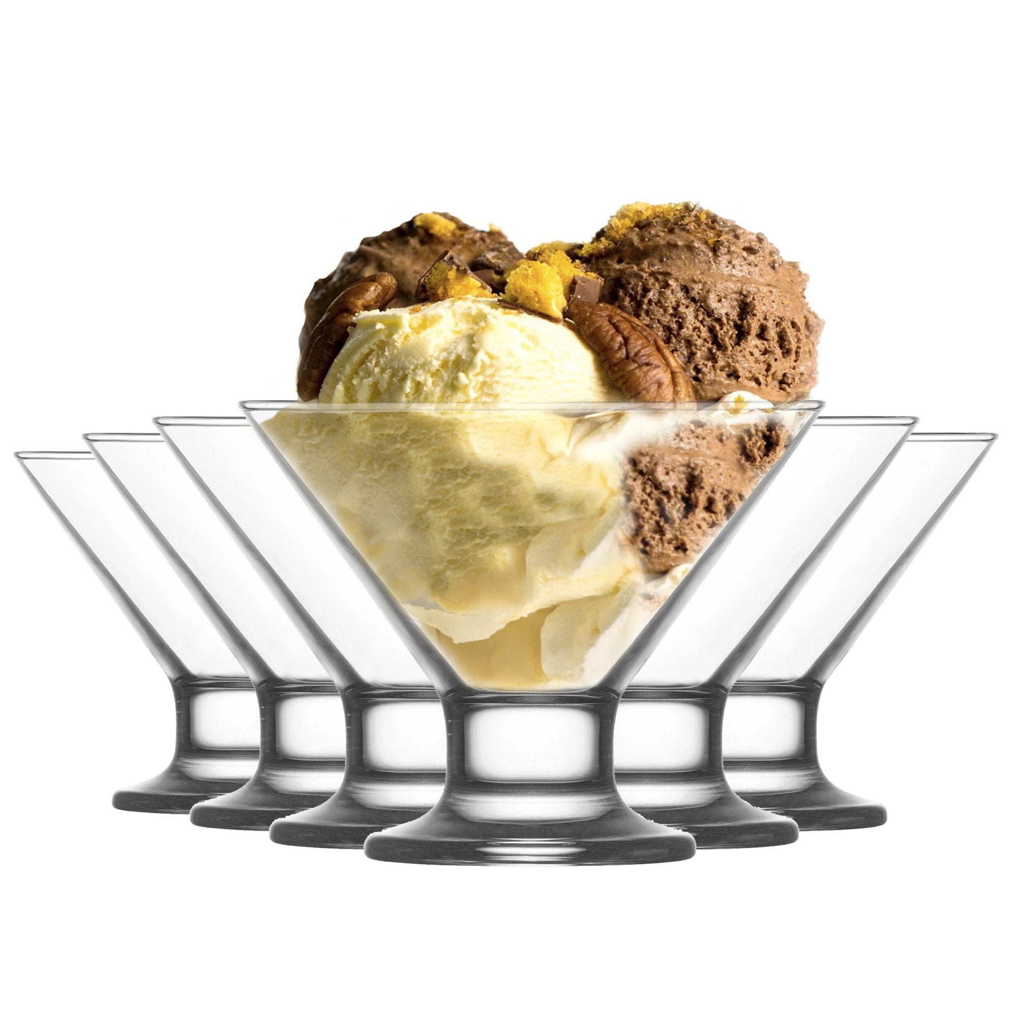 LAV Glass Dessert Bowls Set 6-Piece, 9.5 Oz Clear Ice Cream Trifle Cups