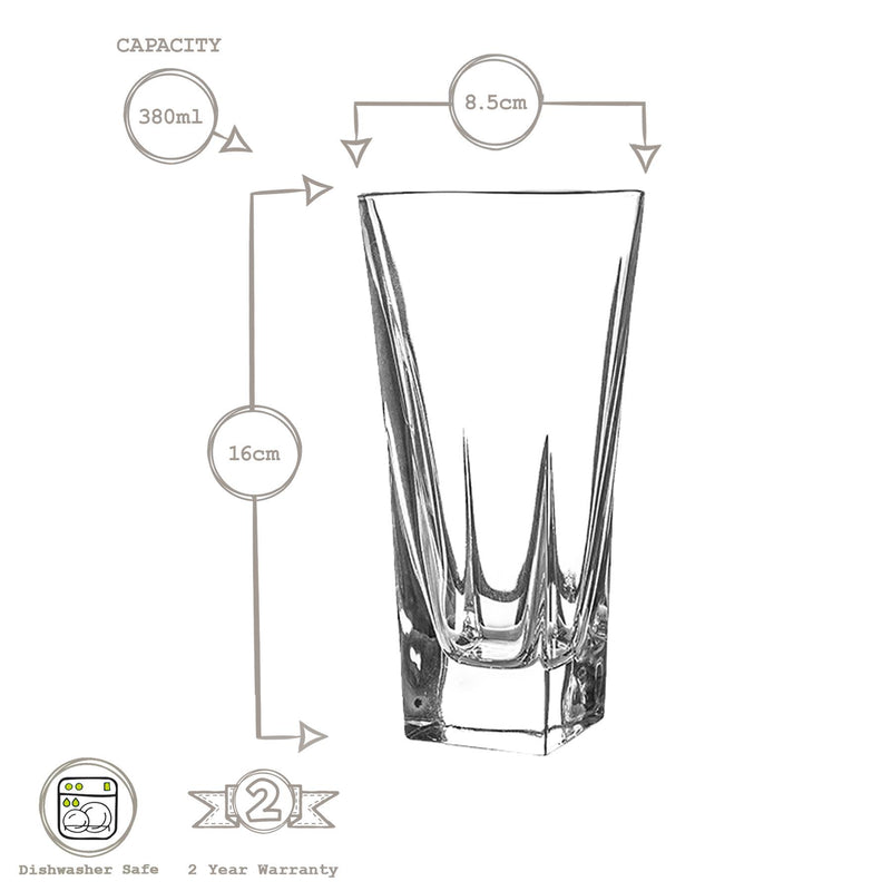 380ml Fusion Highball Glasses - Pack of 12 - By RCR Crystal