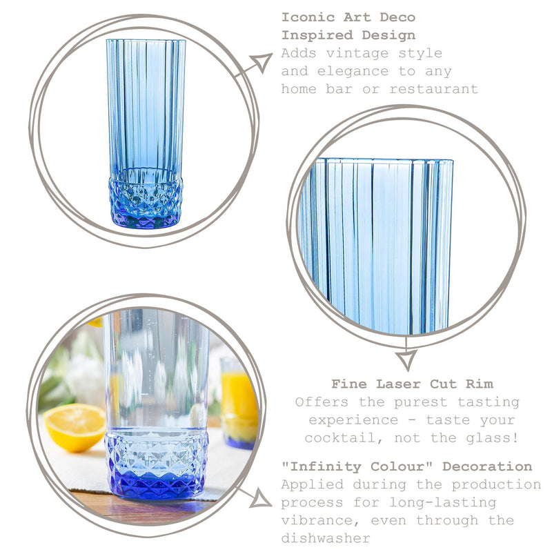 400ml America '20s Highball Glasses - Pack of 12 - By Bormioli Rocco