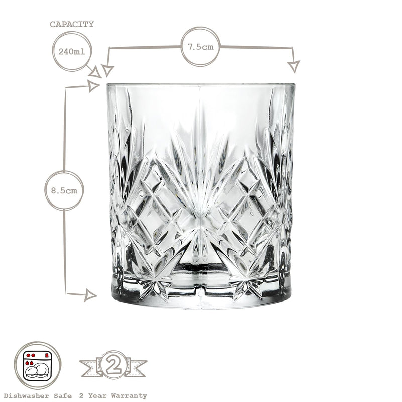 240ml Melodia Whisky Glasses - Pack of 12 - By RCR Crystal