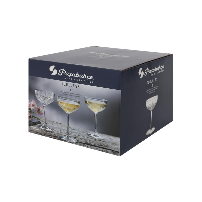 255ml Timeless Glass Champagne Saucers - Pack of Four - By Pasabahce