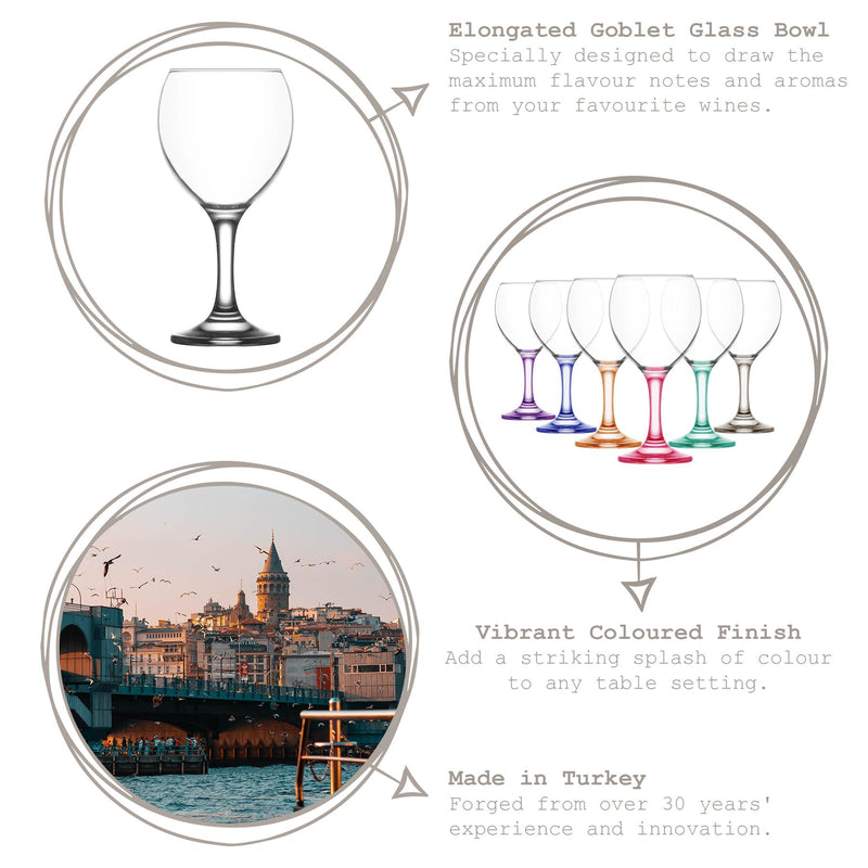 260ml Misket Red Wine Glasses - Pack of 12 - By LAV