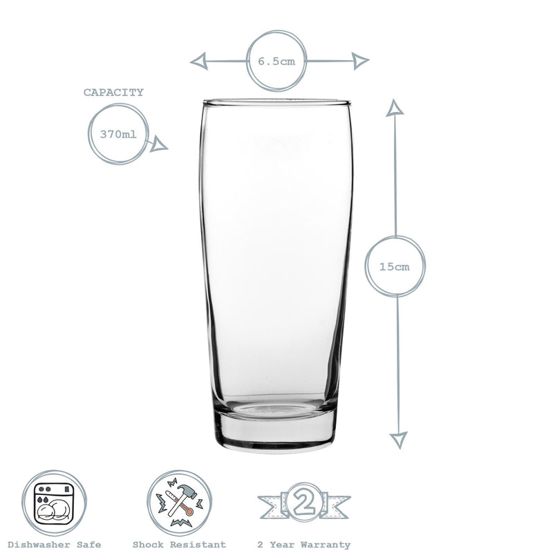 370ml Bardi Willi Becher Beer Glasses - Pack of 12 - By LAV