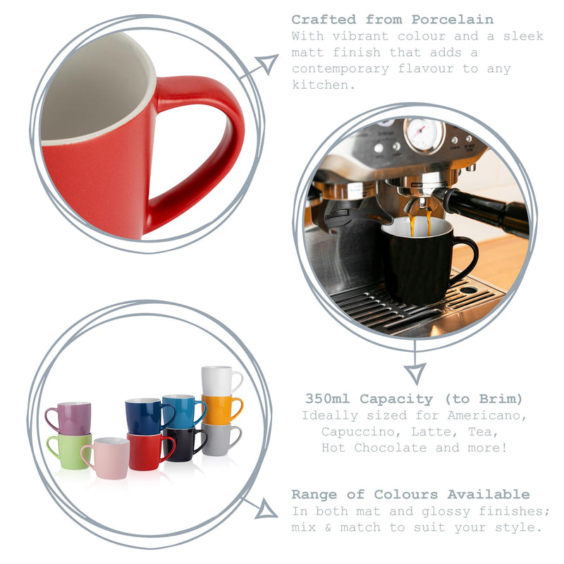 350ml Matt Coloured Coffee Mugs - Pack of 2 - By Argon Tableware