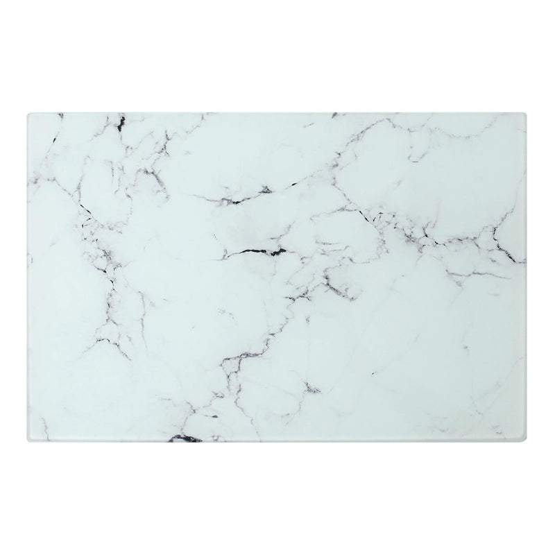 12pc Rectangle Glass Placemats & Square Coasters Set - 40cm x 30cm - Marble - By Harbour Housewares