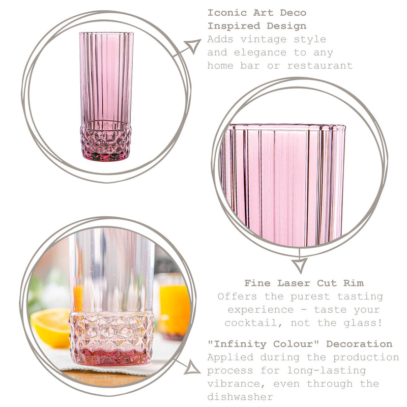 400ml America '20s Highball Glasses - By Bormioli Rocco