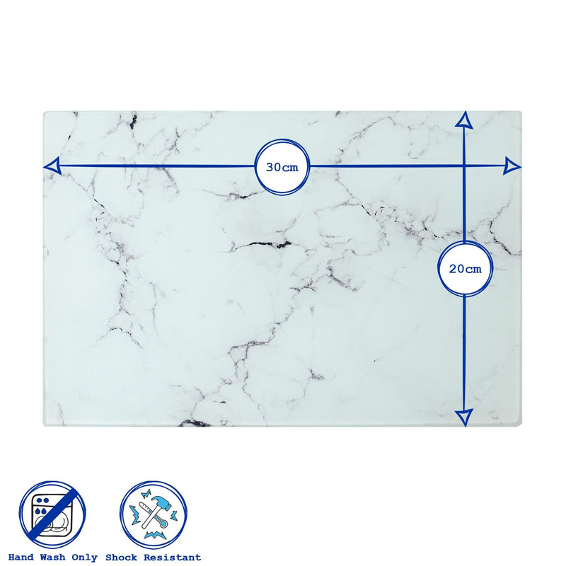 Rectangle Glass Placemats - 30cm x 20cm - Marble - Pack of 6 - By Harbour Housewares