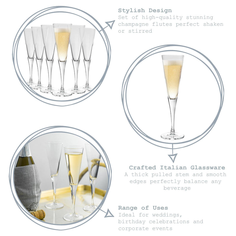 160ml Ypsilon Champagne Flutes - Pack of 12 - By Bormioli Rocco