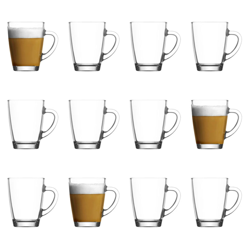 300ml Vega Glass Coffee Mugs - Pack of 12  - By LAV