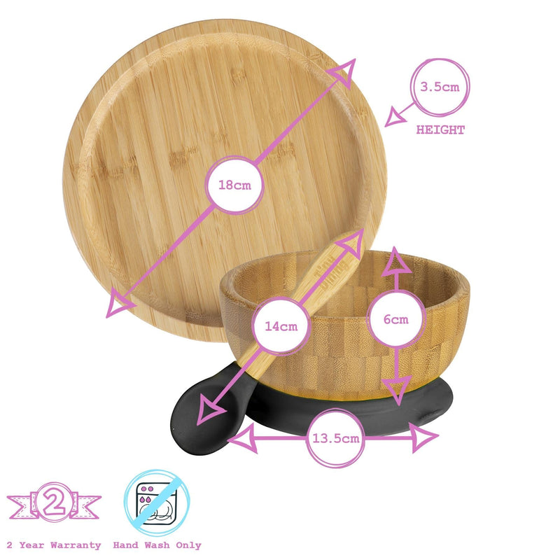 4pc Round Bamboo Suction toddler and Baby Feeding Set