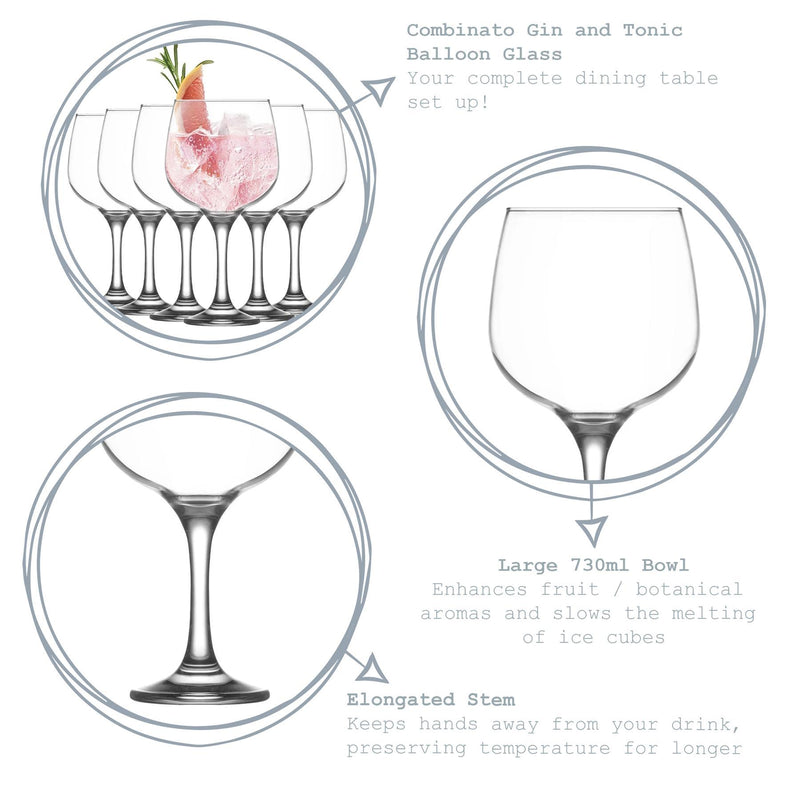 730ml Combinato Gin And Tonic Glasses - By Lav