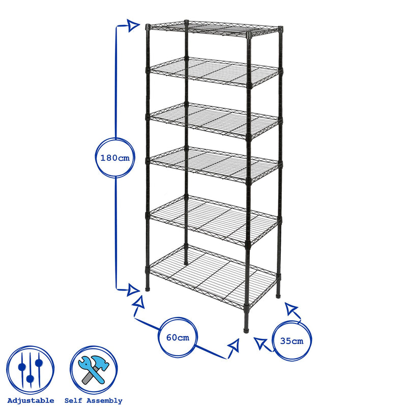 Adjustable Wire Shelving Unit - Black - By Harbour Housewares