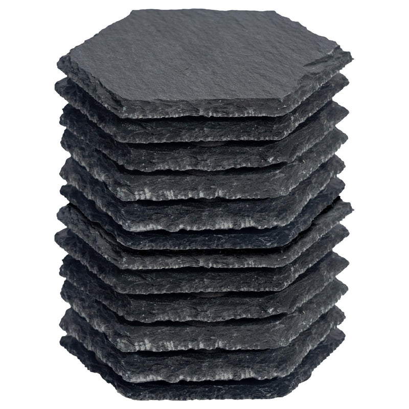 Hexagon Slate Coasters - 9.5cm - Pack of 12 - By Argon Tableware