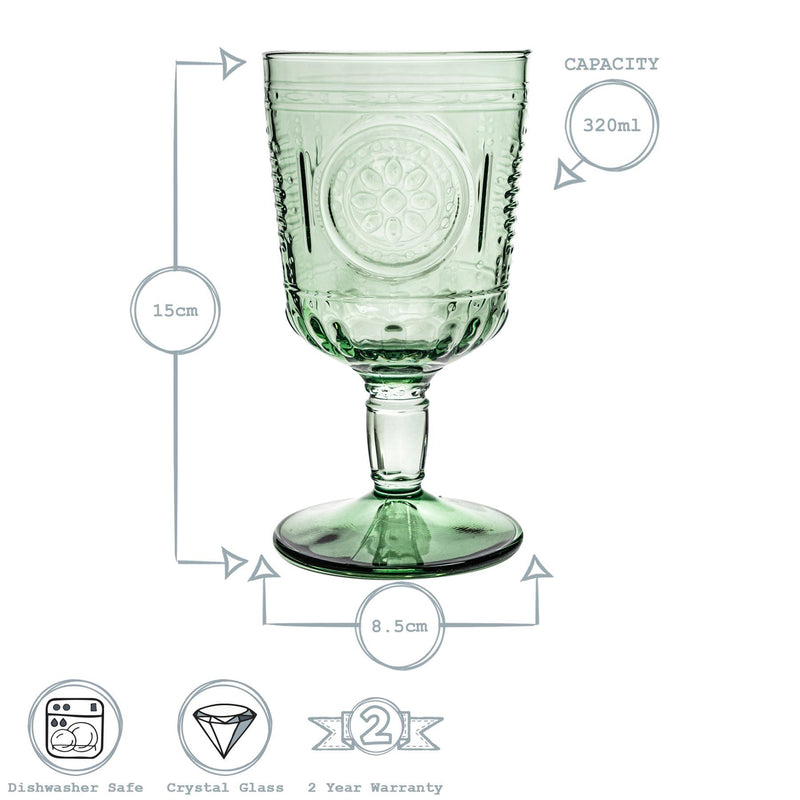 320ml Romantic Wine Glasses - By Bormioli Rocco