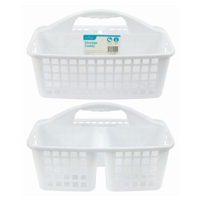 Plastic Stackable Storage Caddy - 32cm x 23cm x 18.5cm - White - By Ashley