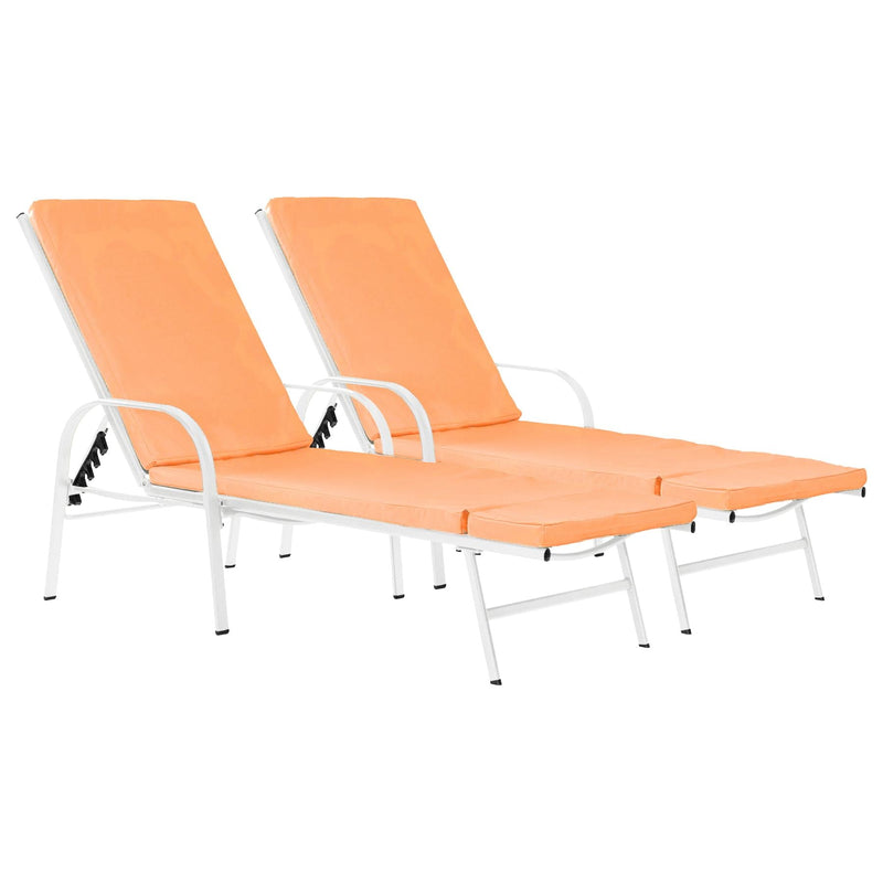 Sussex Sun Loungers & Cushion Set - White - Pack of 2