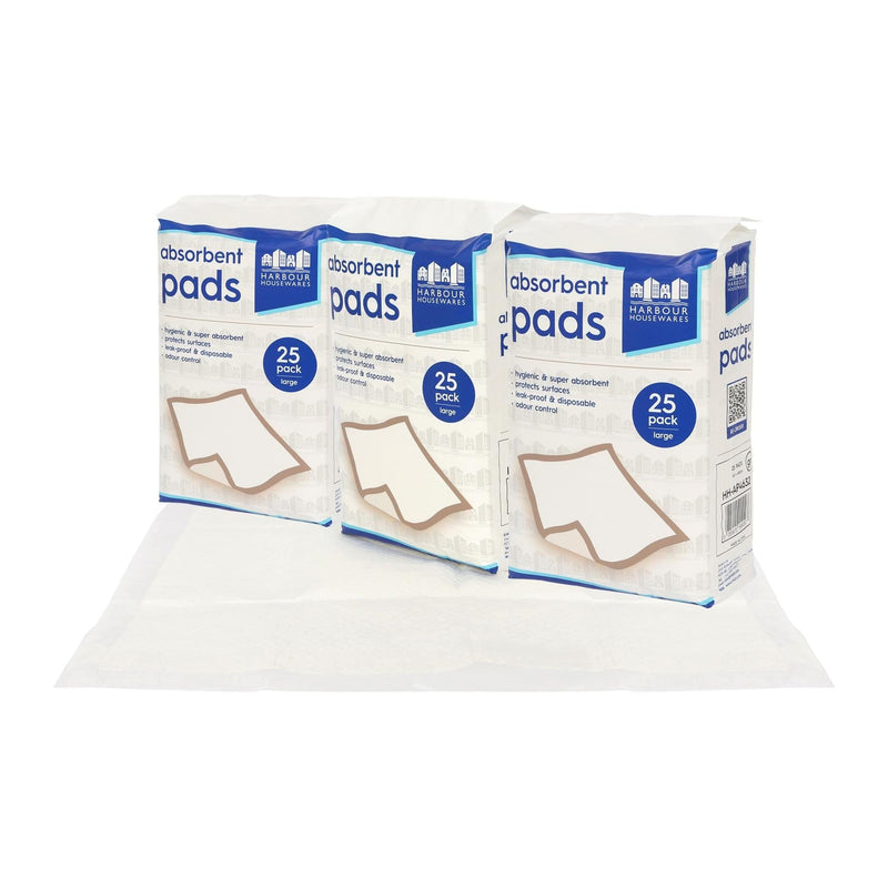 Disposable Incontinence Bed Pads - 60cm x 60cm - Pack of 75 - By Harbour Housewares