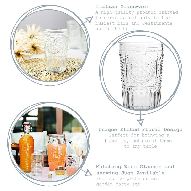 305ml Romantic Highball Glasses - By Bormioli Rocco