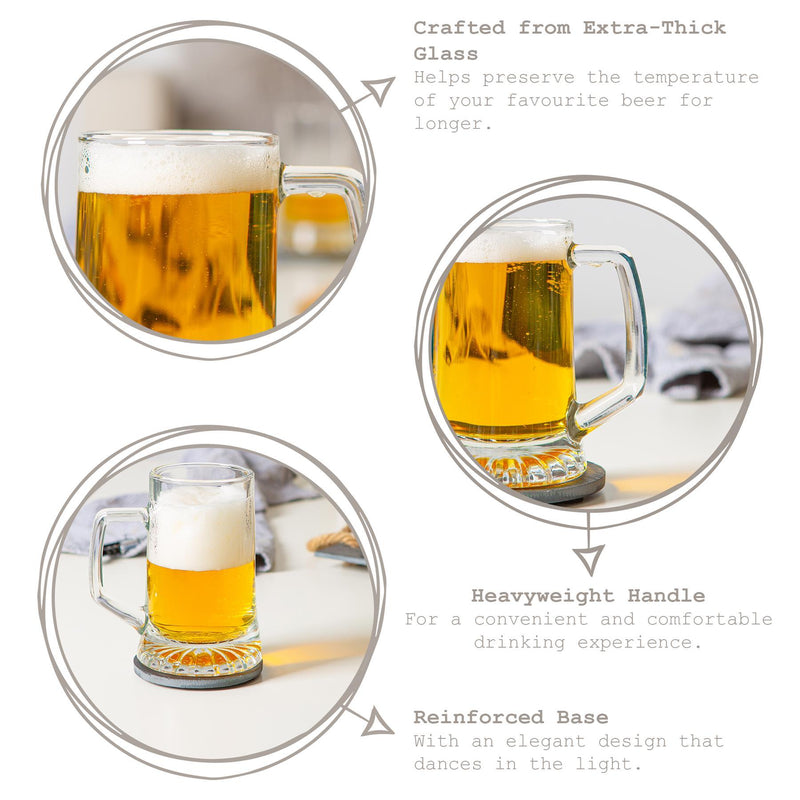 290ml Stern Tankard Glass Beer Mugs - Pack of 12 - By Bormioli Rocco