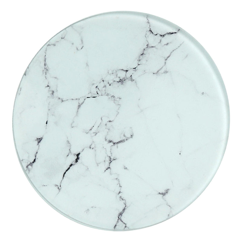 12pc Round Glass Placemats & Square Coasters Set - 30cm - Marble - By Harbour Housewares