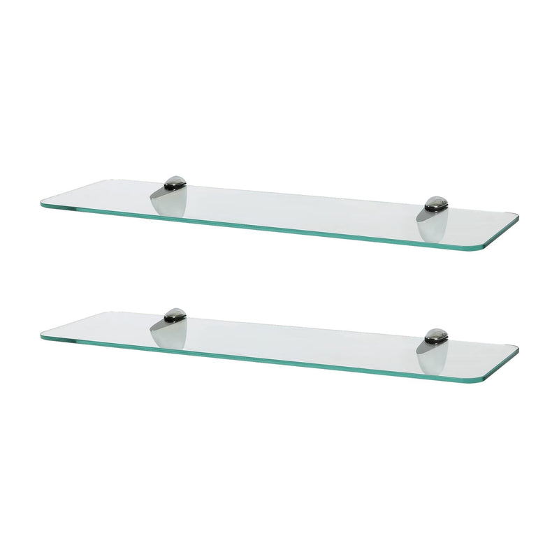 Rounded Floating Glass Bathroom Shelves - 50cm - Pack of 2 - By Harbour Housewares