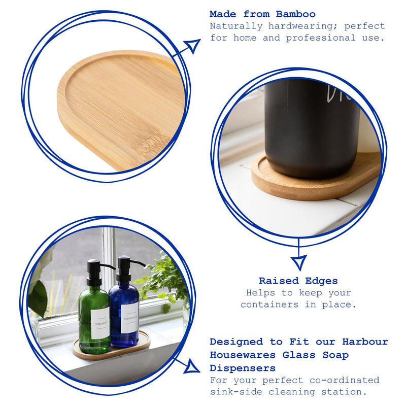 Bamboo Soap Dispenser Tray - 17.5cm - By Harbour Housewares