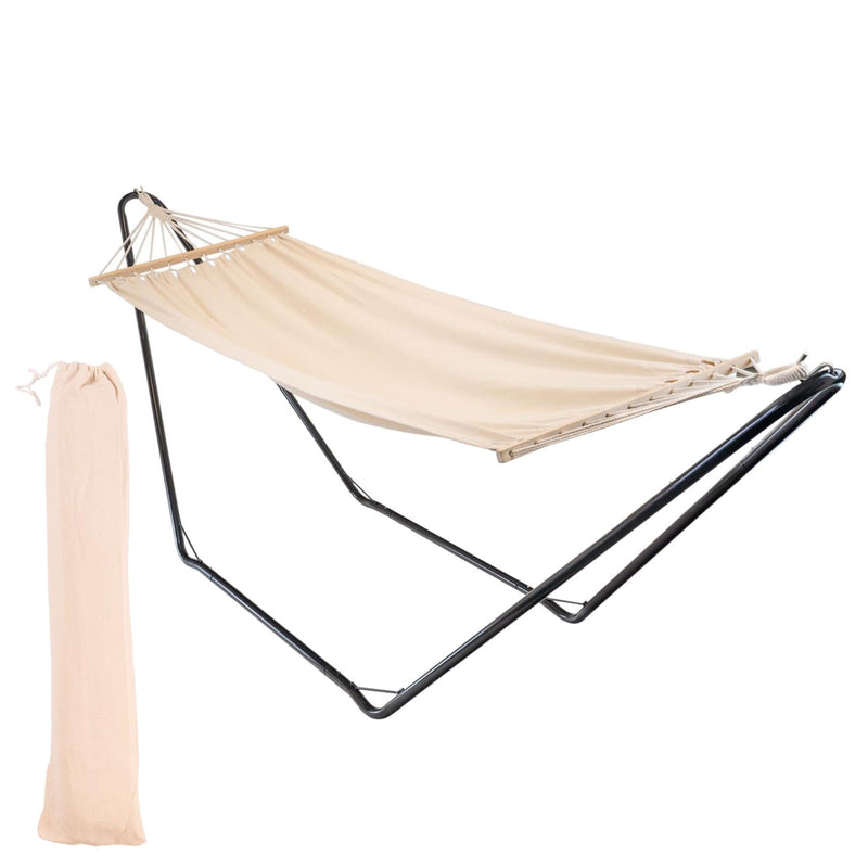 Deluxe Cotton Garden Hammock with Metal Stand - By Harbour Housewares