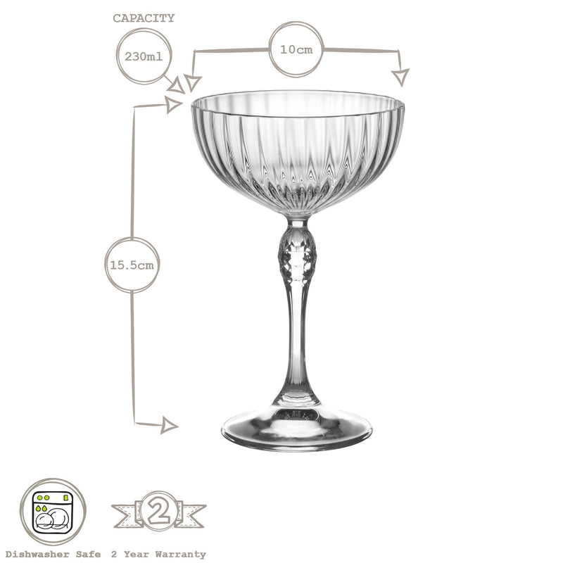 230ml America '20s Champagne Cocktail Saucers - Pack of 12 - By Bormioli Rocco