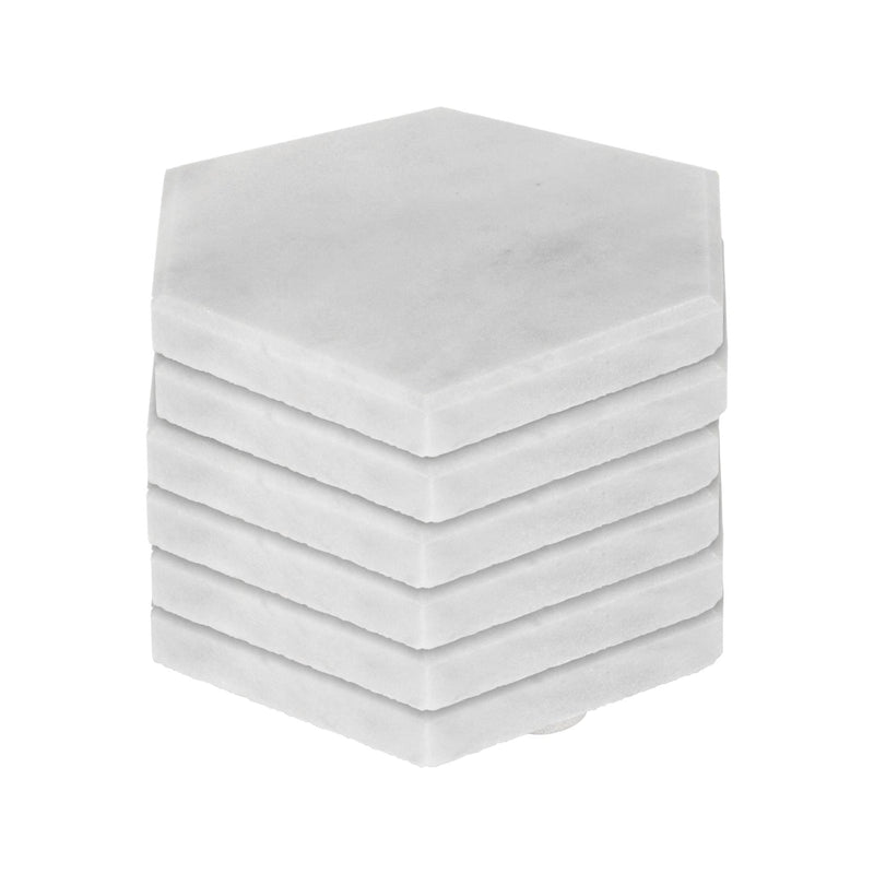 Hexagonal Marble Coasters - 10cm - Pack of Six - By Argon Tableware