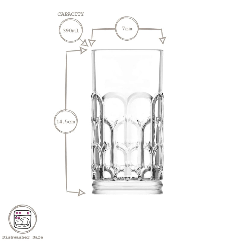 390ml Archie Highball Glasses - By Lav