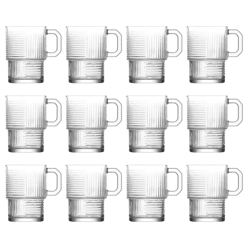 270ml Helen Stacking Glass Coffee Cups - Pack of 12 - By LAV