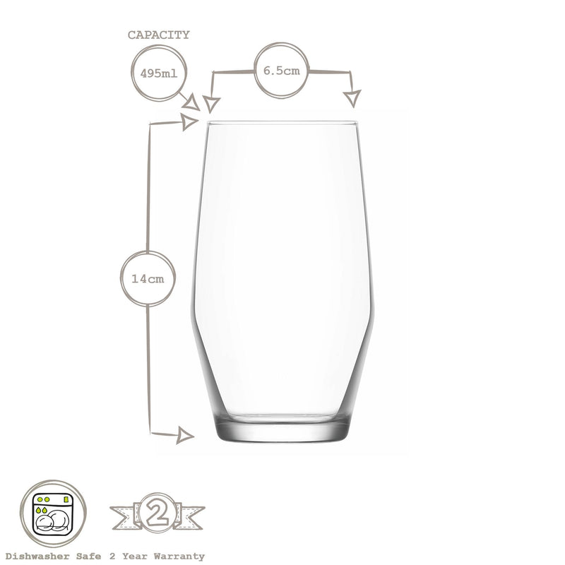 495ml Ella Highball Glasses - By Lav