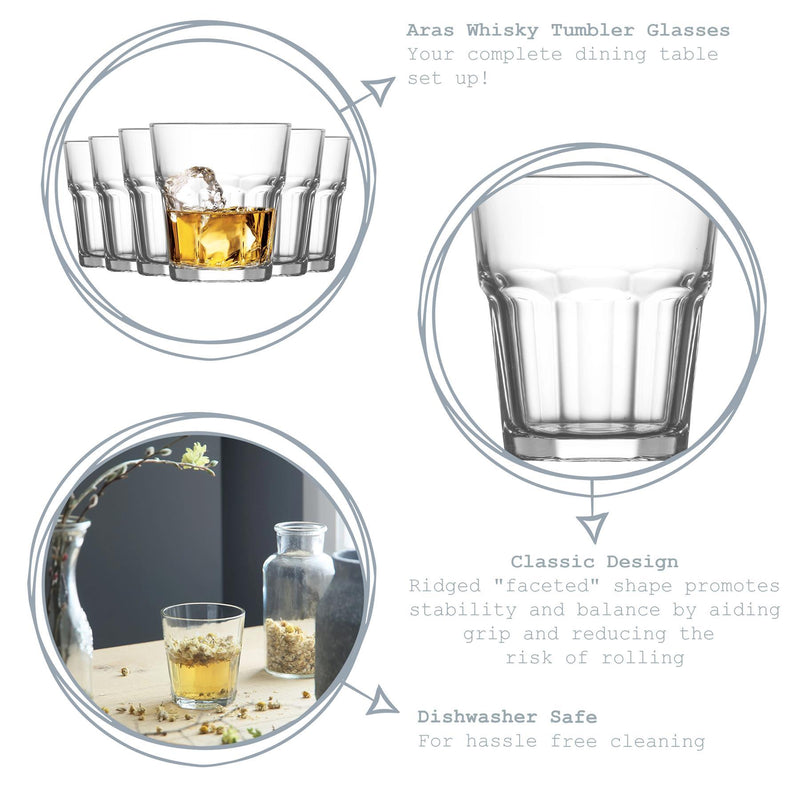 305ml Aras Whisky Glasses - Pack of 12 - By LAV