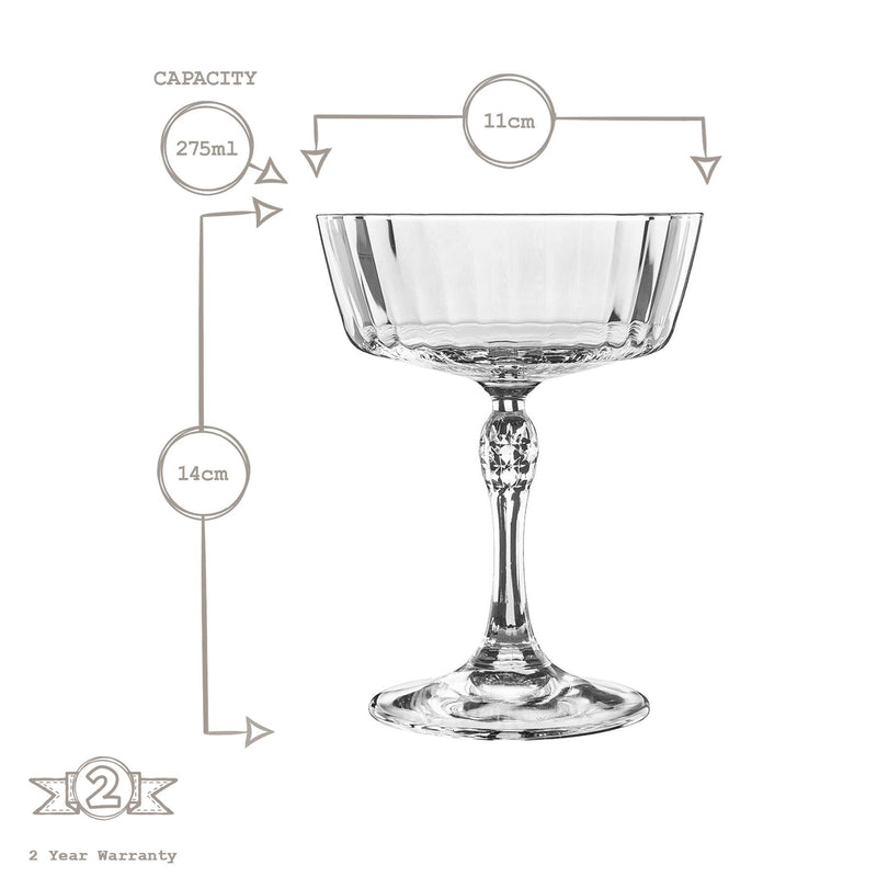 275ml America '20s Champagne Cocktail Saucers - Pack of 12 - By Bormioli Rocco