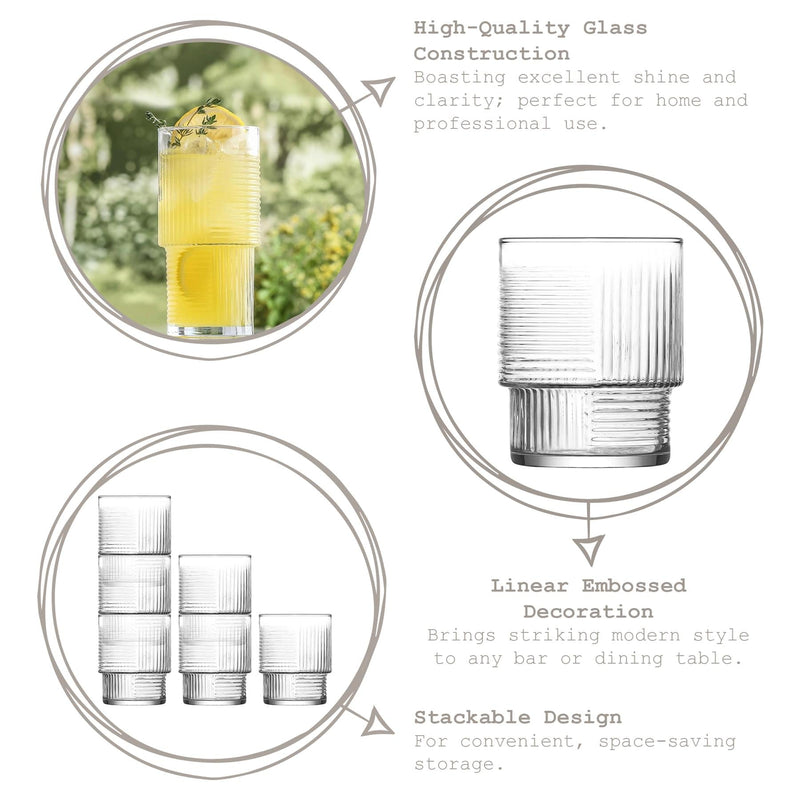 400ml Helen Stacking Highball Glasses - Pack of 12 - By LAV