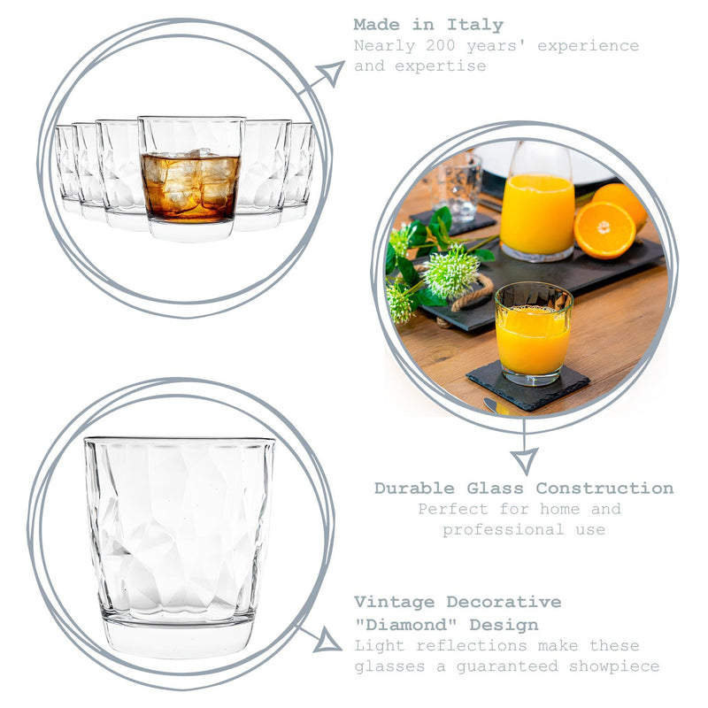 300ml Diamond Whisky Glasses - Pack of 12 - By Bormioli Rocco