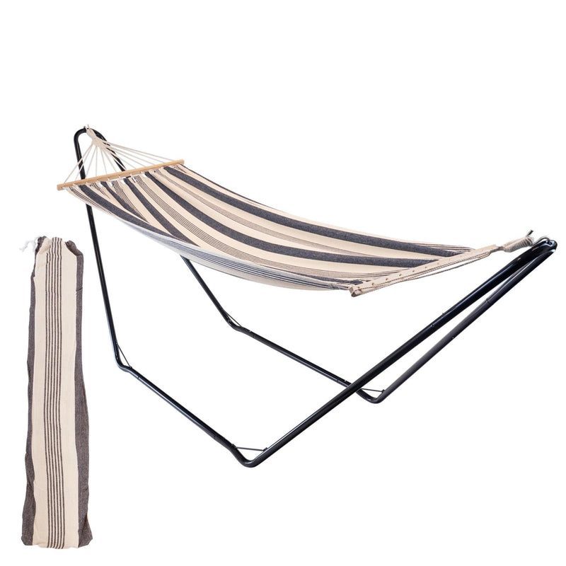 Deluxe Cotton Garden Hammock with Metal Stand - By Harbour Housewares