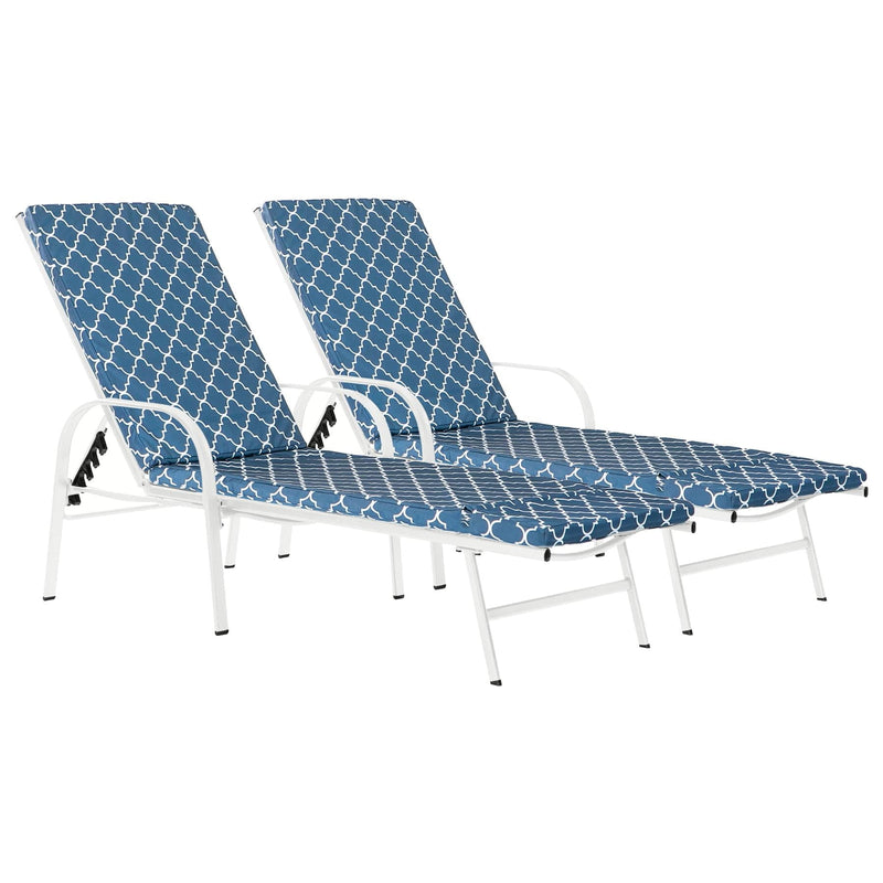 Sussex Sun Loungers & Cushion Set - White - Pack of 2