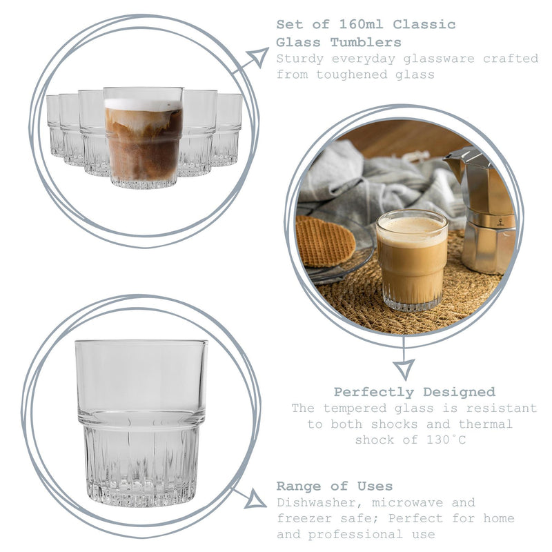 160ml Emplilable Stacking Tumblers - Pack of 12 - By Duralex