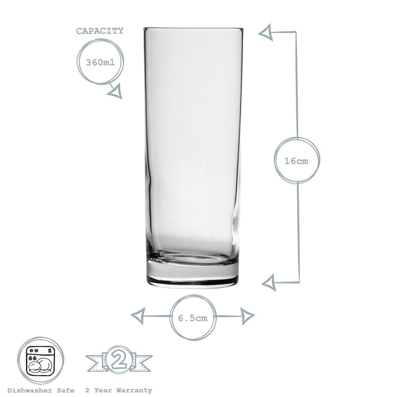 360ml Classic Highball Glasses - By Argon Tableware