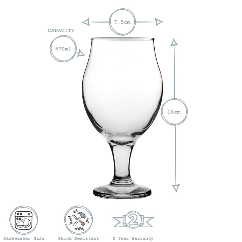 570ml Angelina Tulip Beer Glasses - By Lav