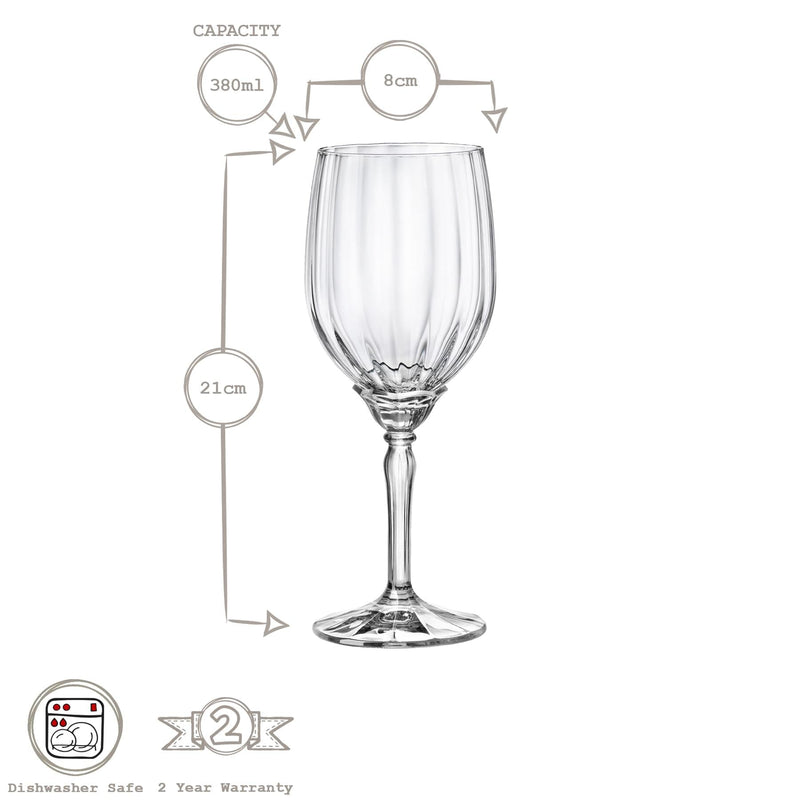 380ml Florian White Wine Glasses - By Bormioli Rocco