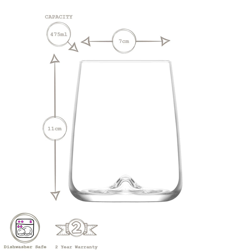 475ml Terra Tumbler Glasses - Pack of 12 - By LAV