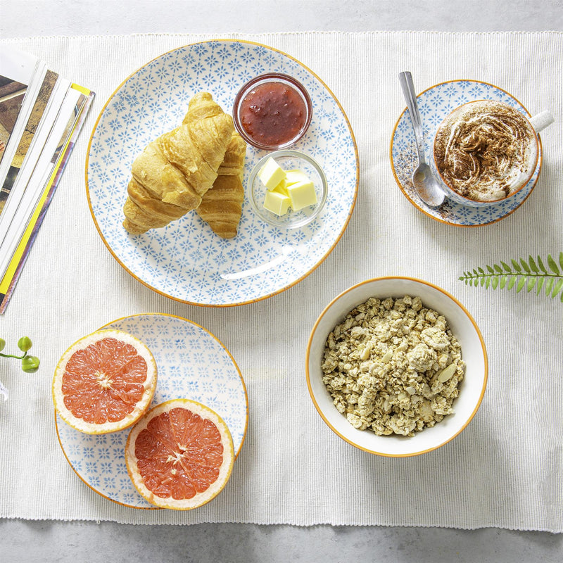 30pc Hand-Printed Floral Stoneware Dinner Set - By Nicola Spring