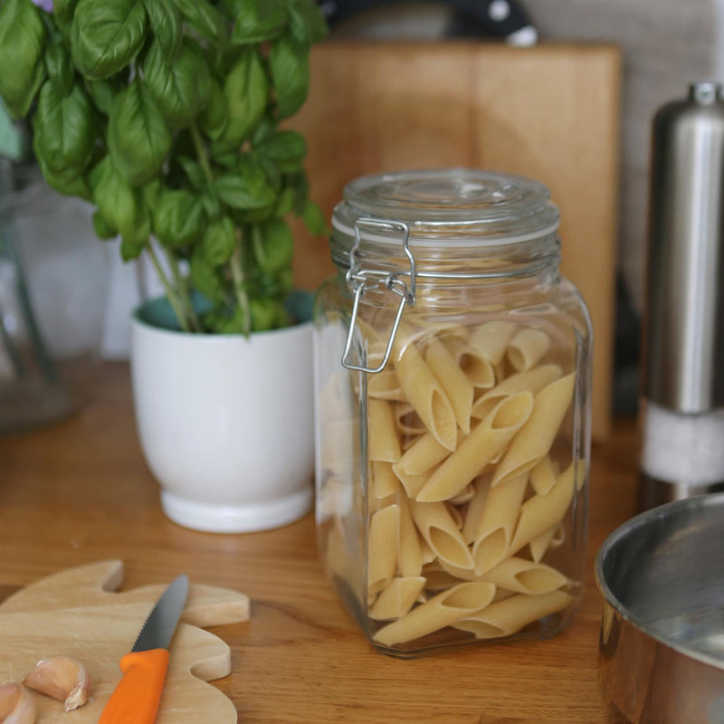 760ml Square Glass Jar with Clip-Top Lid - By Argon Tableware