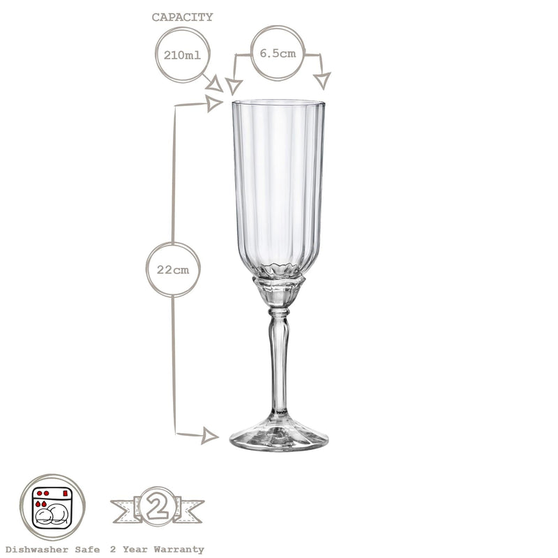 210ml Florian Champagne Flutes - Pack of 12  - By Bormioli Rocco