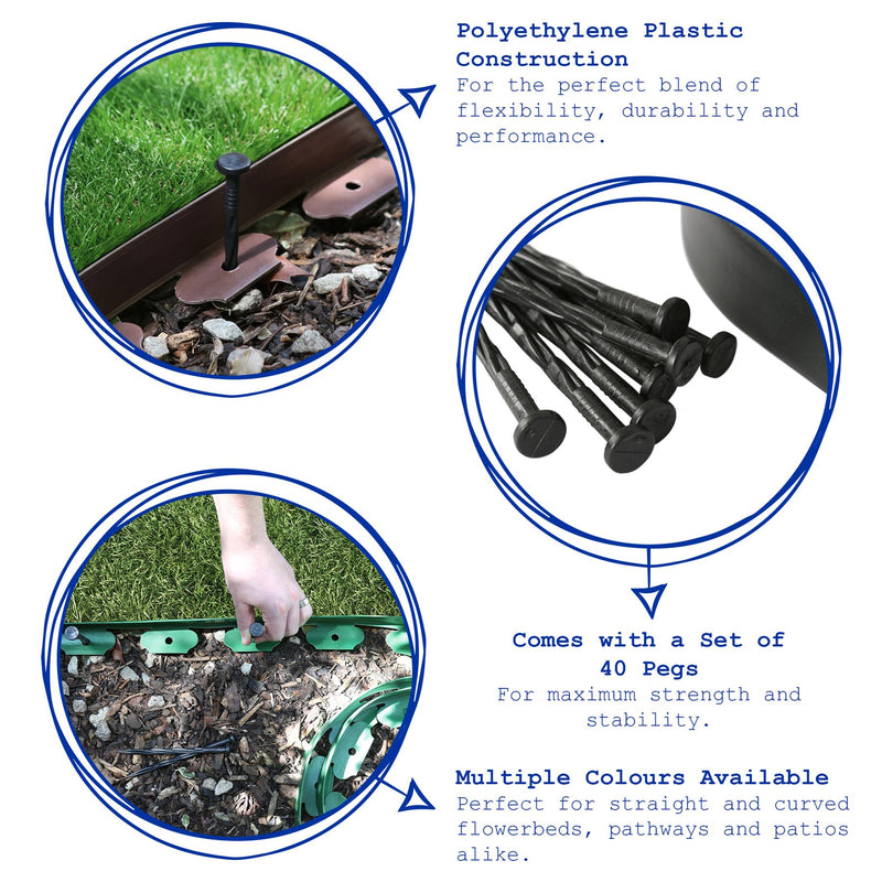 Flexible Plastic Lawn & Path Edging - By Harbour Housewares