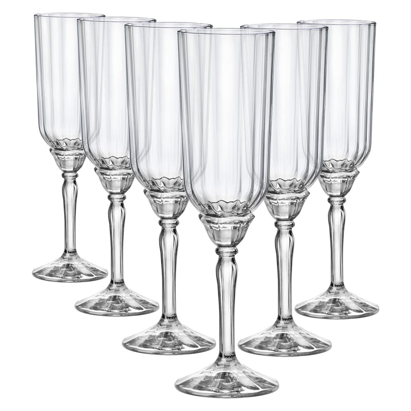 210ml Florian Champagne Flute Glasses - By Bormioli Rocco