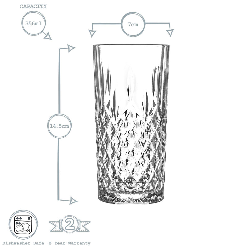 356ml Prysm Highball Glasses - Pack of 12 - By Argon Tableware