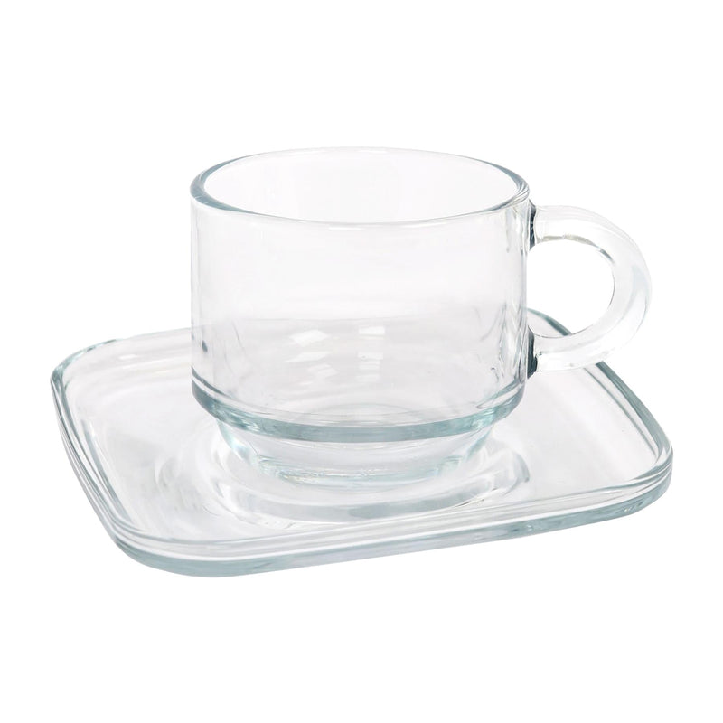 12pc 90ml Cozy Stacking Glass Espresso Cups & Saucers Set - By LAV